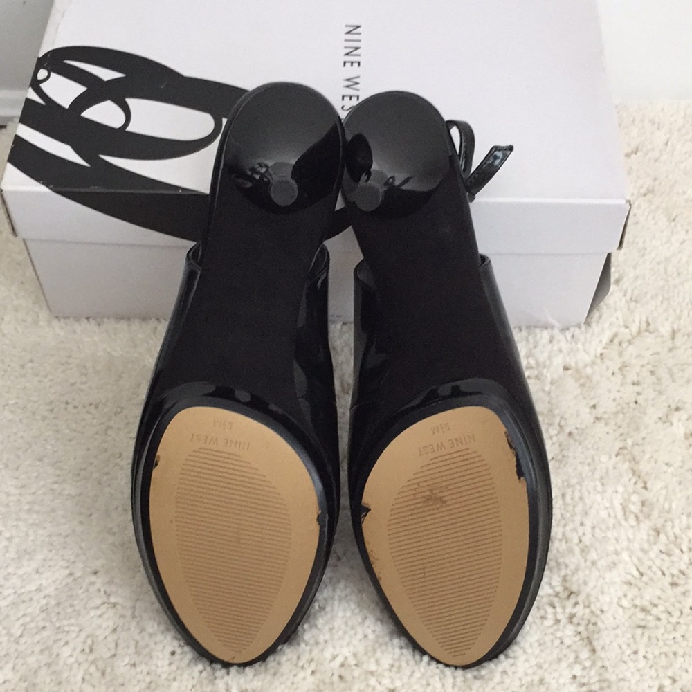 NWT(with box) Nine West black patent leather heels - Picture 5 of 8